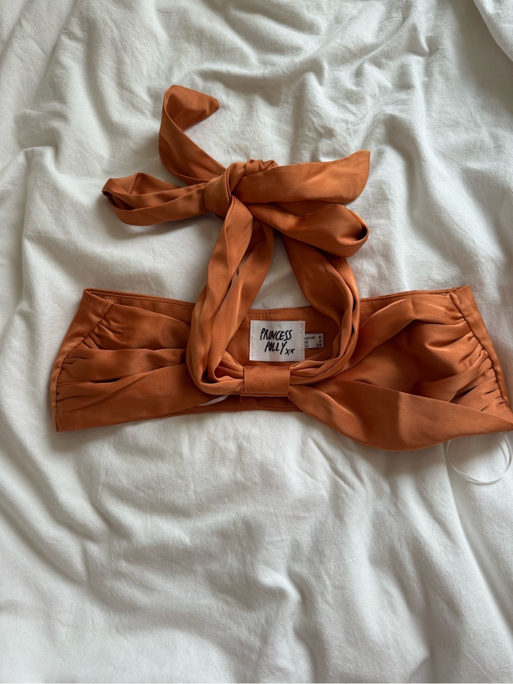 Princess Polly Orange satin bra top, size US 2